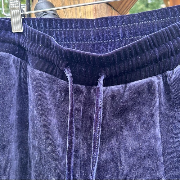 Nylora Blue front slit drawstring Damian ribbed velvet pants small - Picture 3 of 5